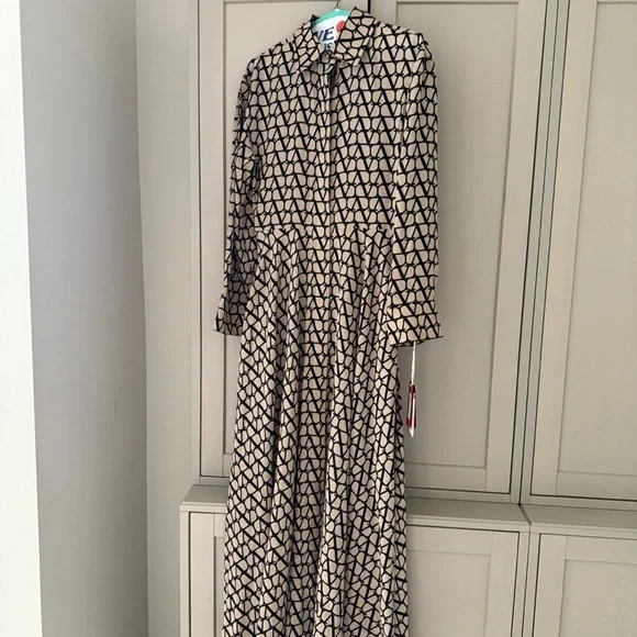 Valentino Brown and White Bell Sleeve Sundress - Picture 1 of 4